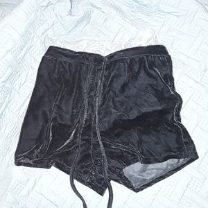 Women Velvet Drawstring Shorts Casual High Waist 2